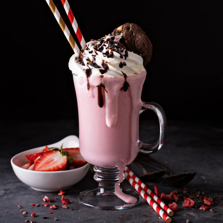 Strawberry milkshake with whipped cream